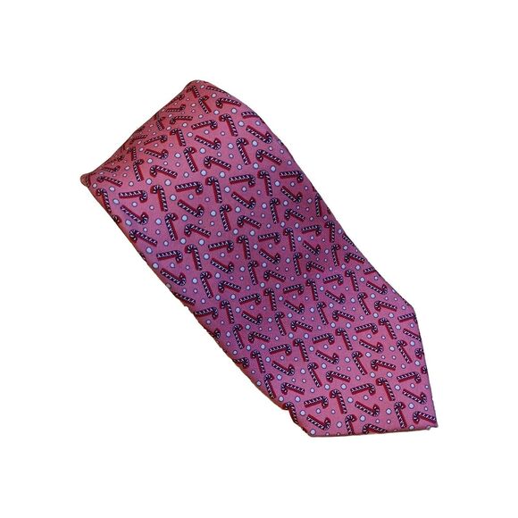 VINEYARD VINES Candy Cane All Over Print Christmas Winter Silk Neck Tie 60x3.75" - Picture 1 of 6